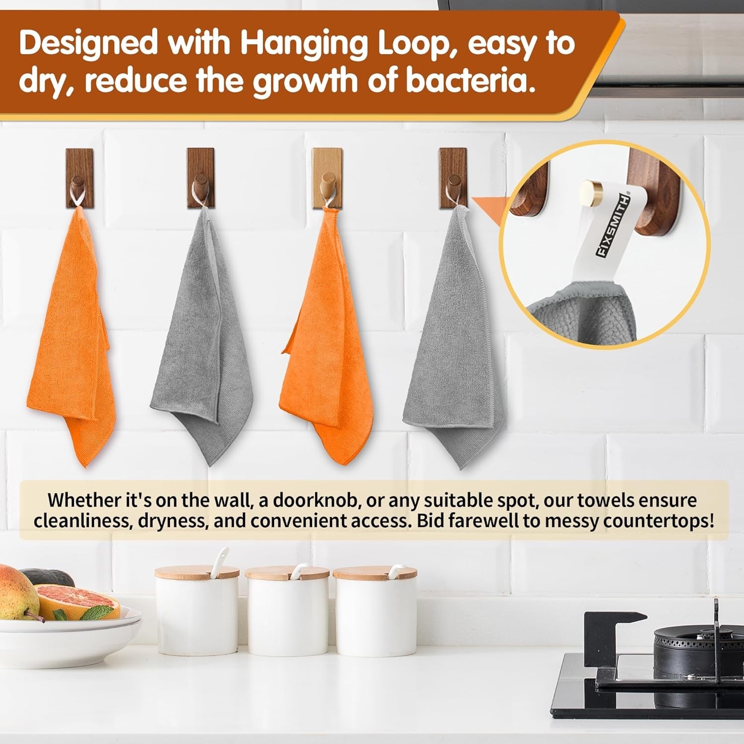 Microfiber Cleaning Cloth -Pack of 12, Highly Absorbent Cleaning RagsGrey&Ora…