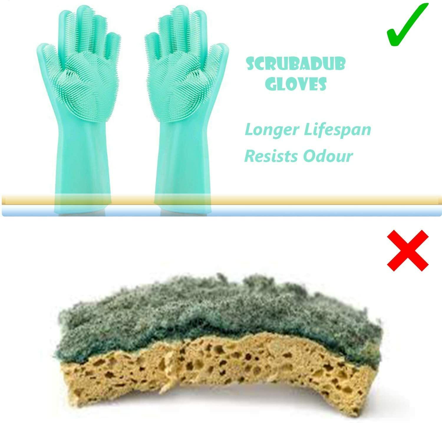 Silicone Cleaning Gloves Scrubadub Premium Magic Gloves Ribbed Washer Scrubber