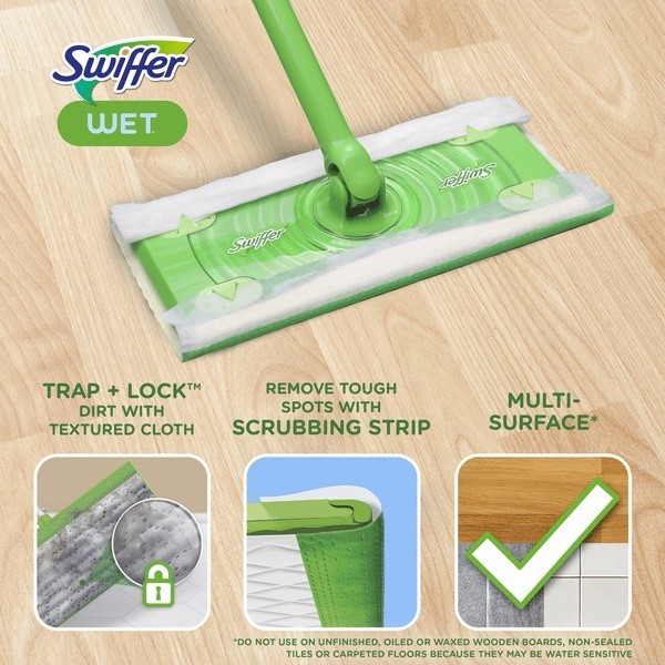 Swiffer Sweep + Mop,Broom & Mop Alternative,Dry & Wet Floor Cleaner,Fresh Scent