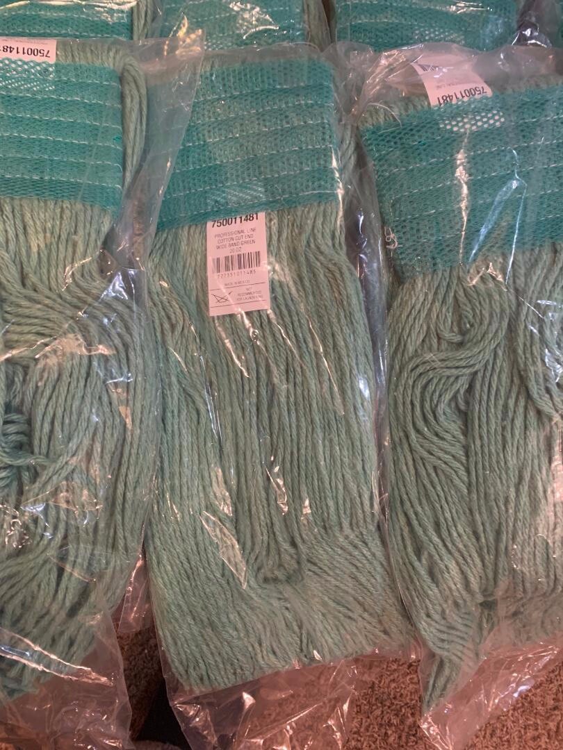 Professional Line Mop Head Cotton Cut End Wide Band Green 20oz. **12-PACK**