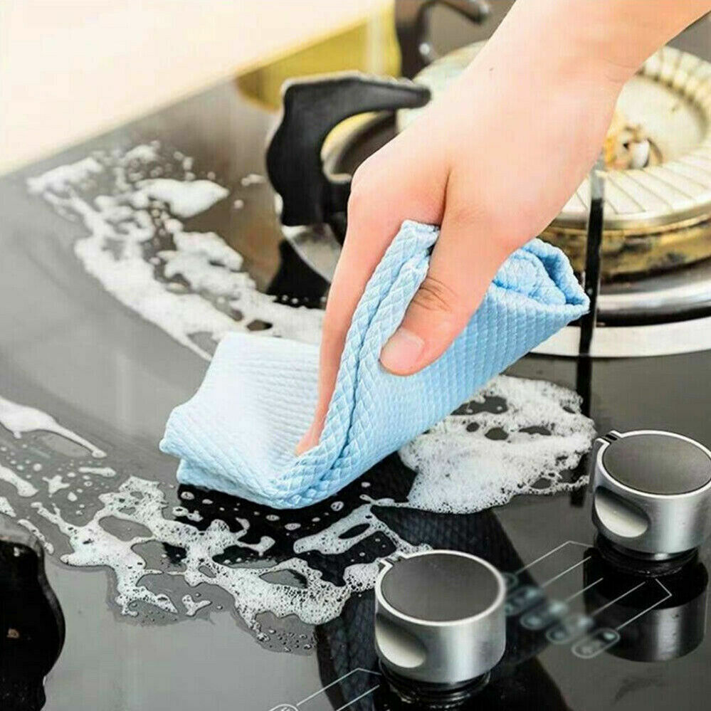 5PCS Kitchen Microfibre Nano Dish Washing Window Glass Cleaning Cloths Scale
