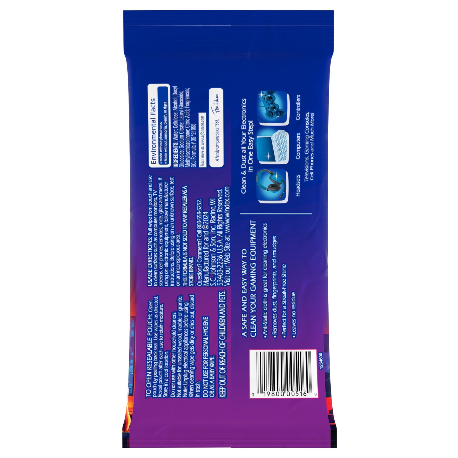 Windex Gaming Cleaning Wipes Pre-Moistened Wipes To Instantly Clean All Gaming