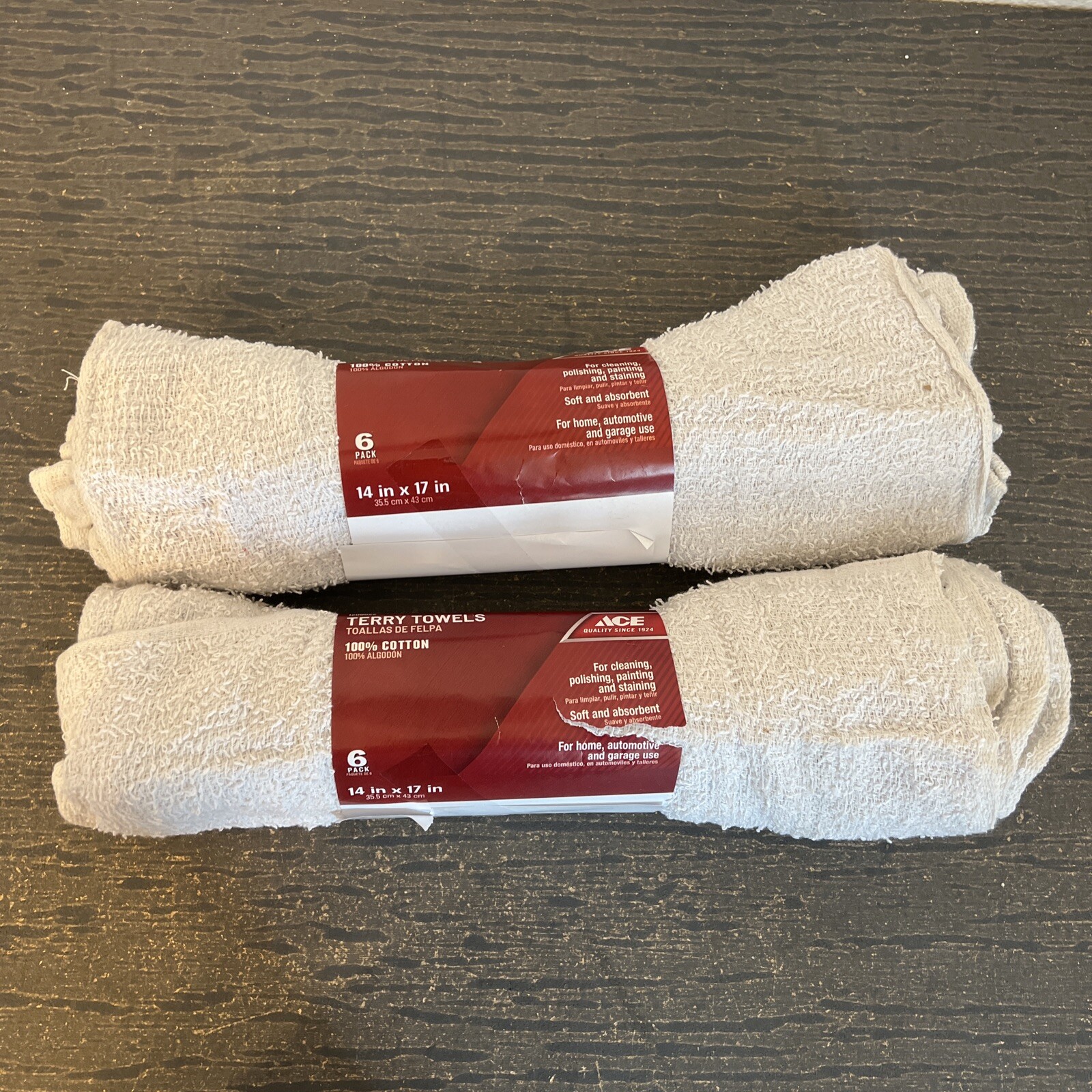 Ace 12 COTTON TERRY CLOTH CLEANING TOWELS /BAR TOWELS/ RAGS 14 X 17 NEW