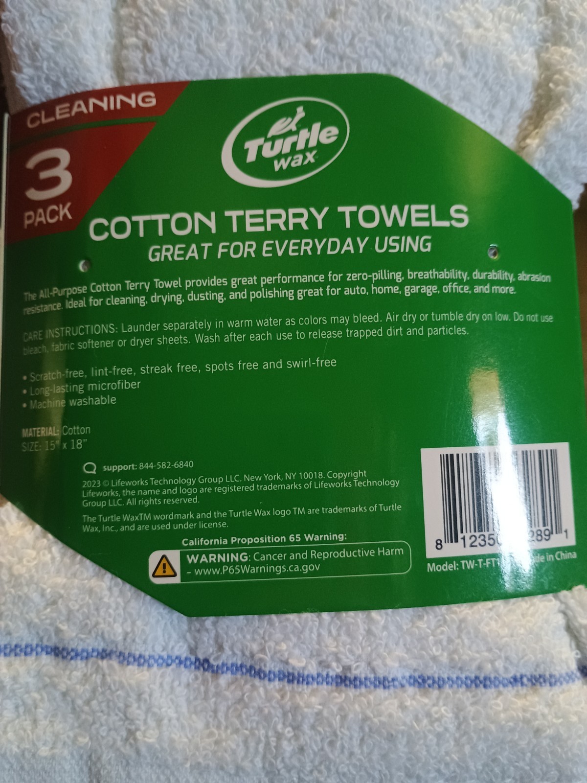 Turtle Wax 3 pack Cotton Terry Towels 15×18 Scratch Free. (51