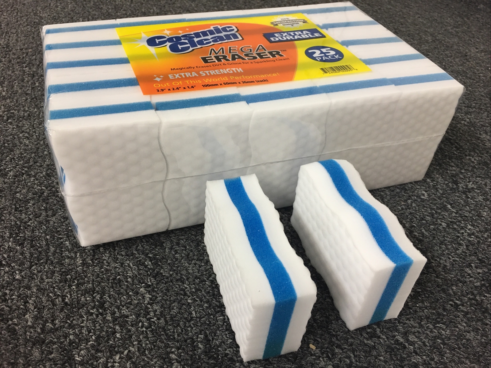 Cosmic Clean Mega Eraser Extra Durable Compressed 25 Pack Melamine Sponge
