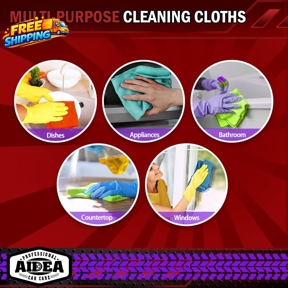 Microfiber Cleaning Cloth 50PK Microfiber Towels for Cars Premium Wash Cloths