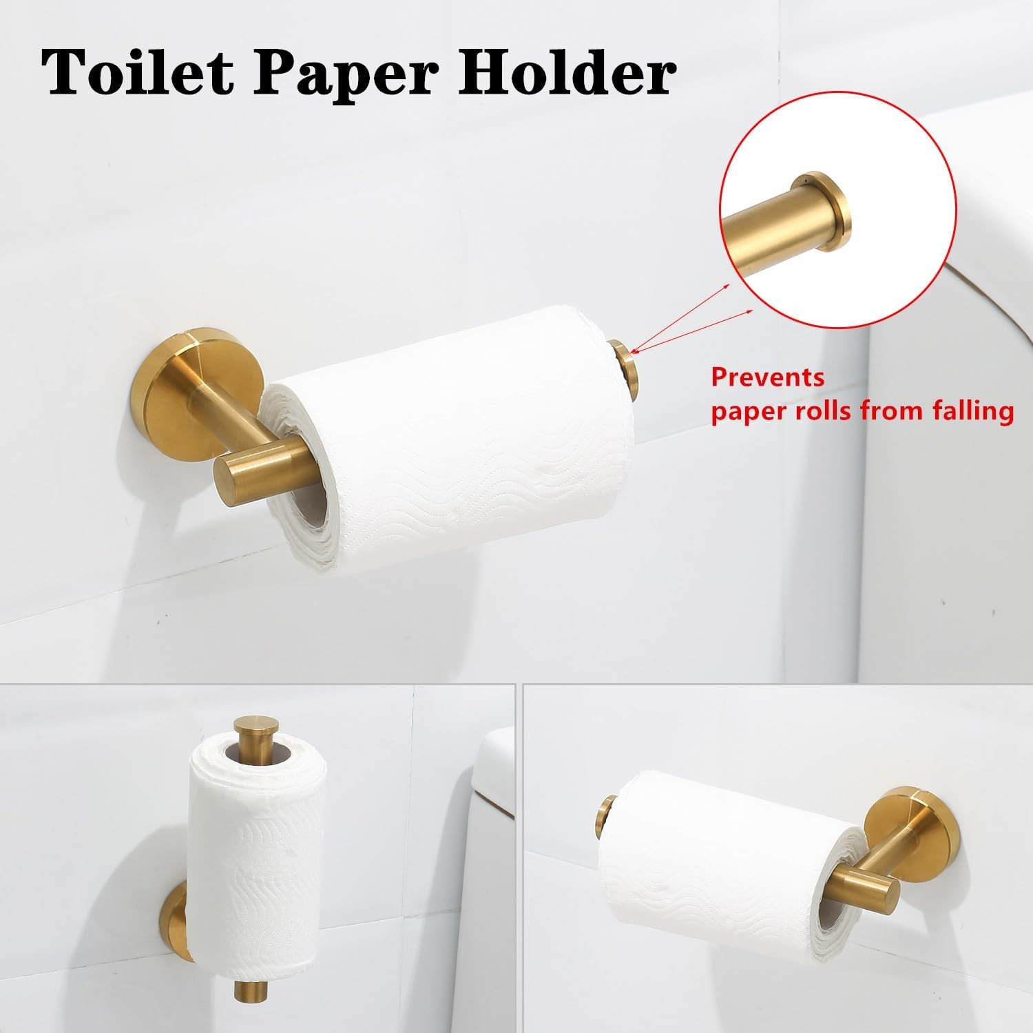 4 Piece Brushed Gold Stainless Steel Bathroom Hardware Set Include Hand Towel