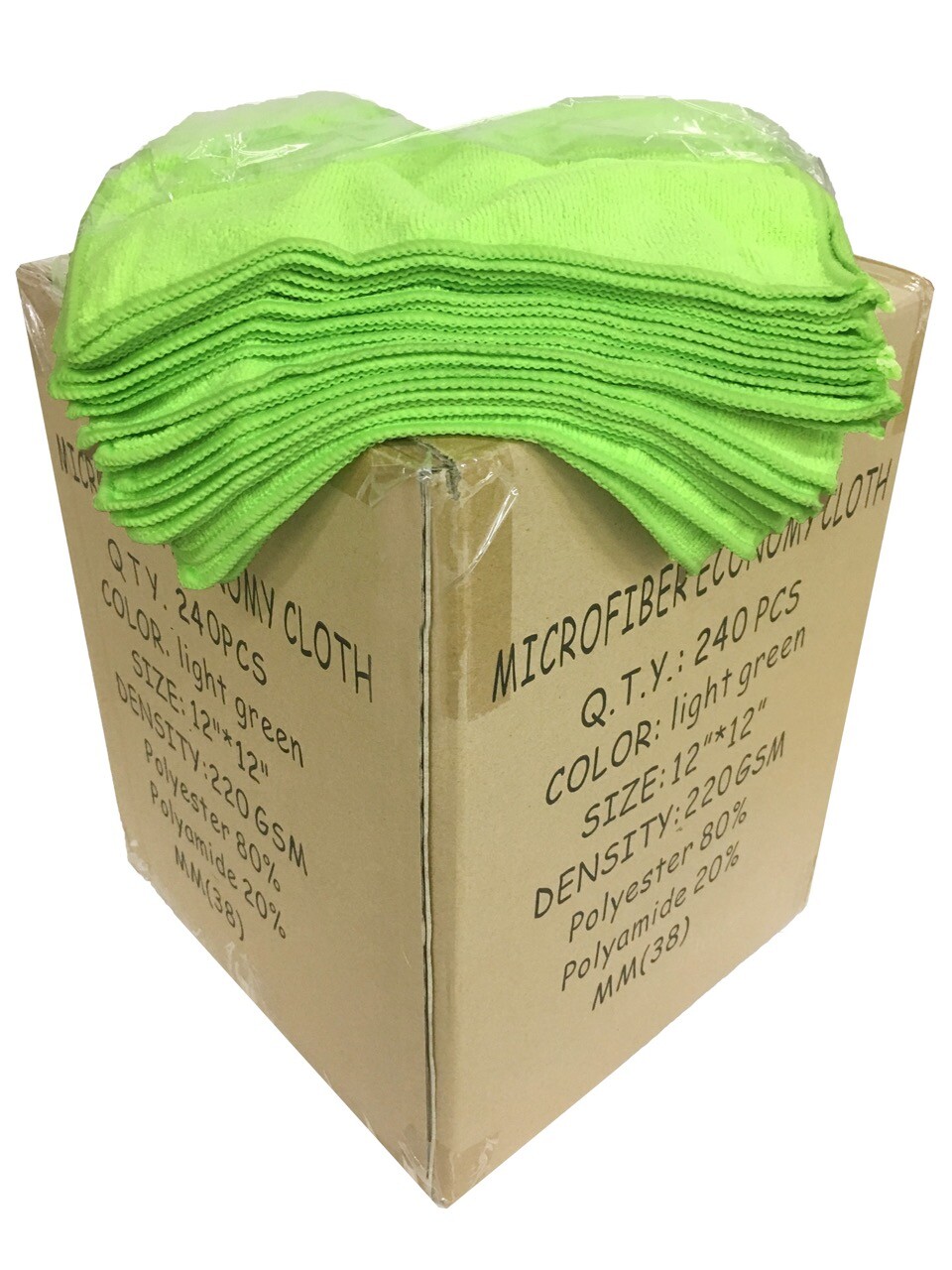 240 Case 12×12 Economy Grade Microfiber Cleaning Cloths/Auto 220GSM Light Green