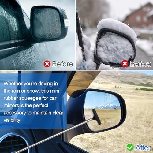 2 Pcs Car Mirror Wiper, 38.6in Handle Car Side Mirror Squeegee, Car Mirror