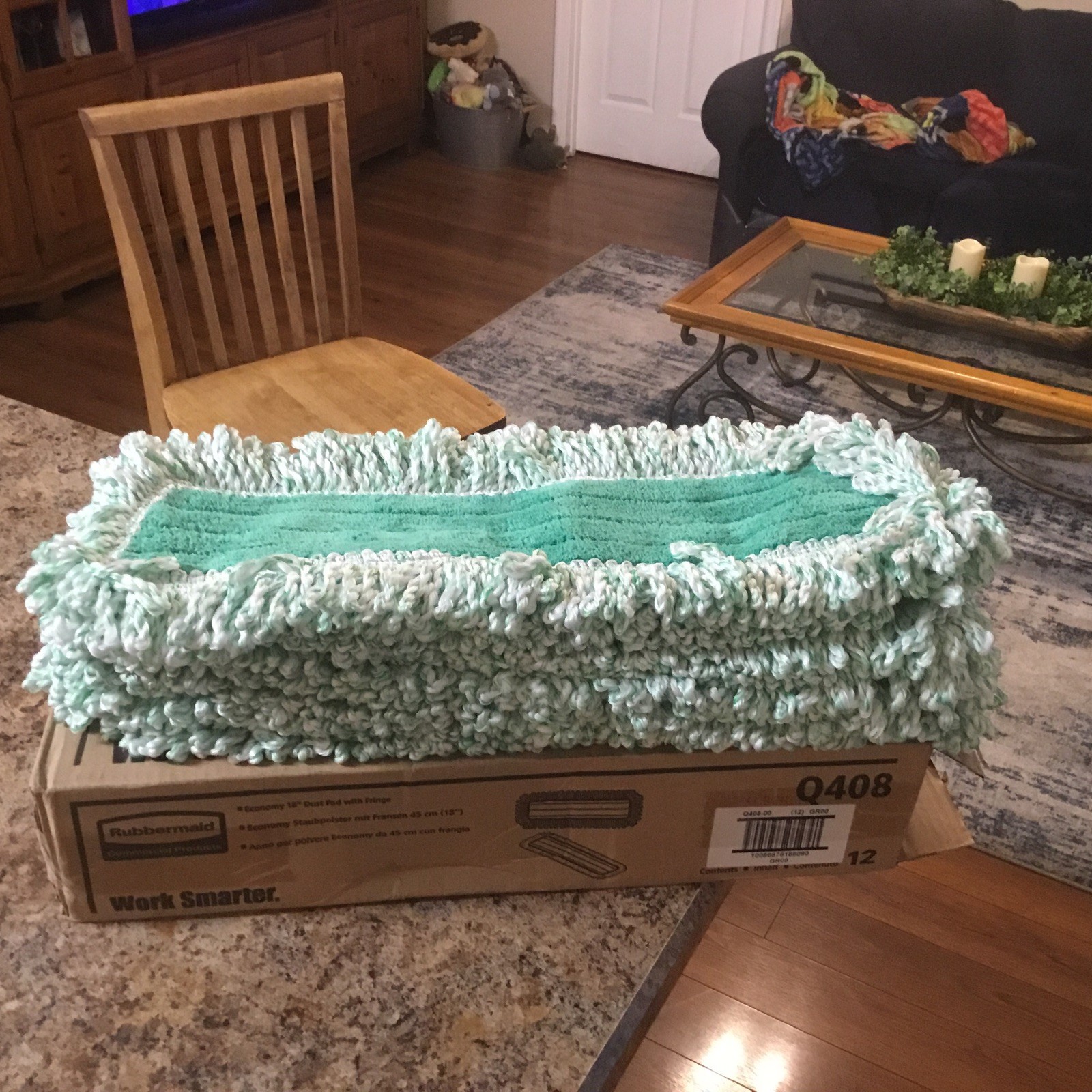 Rubbermaid Commercial Products GREEN 18” Dust Pad w/ Fringe Q408 New Box Of 12