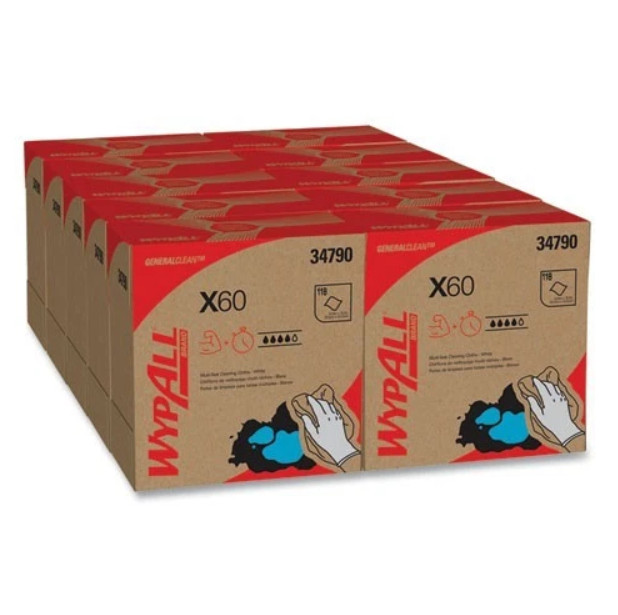 WypAll 34790 General Clean X60 Cloths, 8.34 x 16.8, White, 118/Box, 10 Boxes/CT