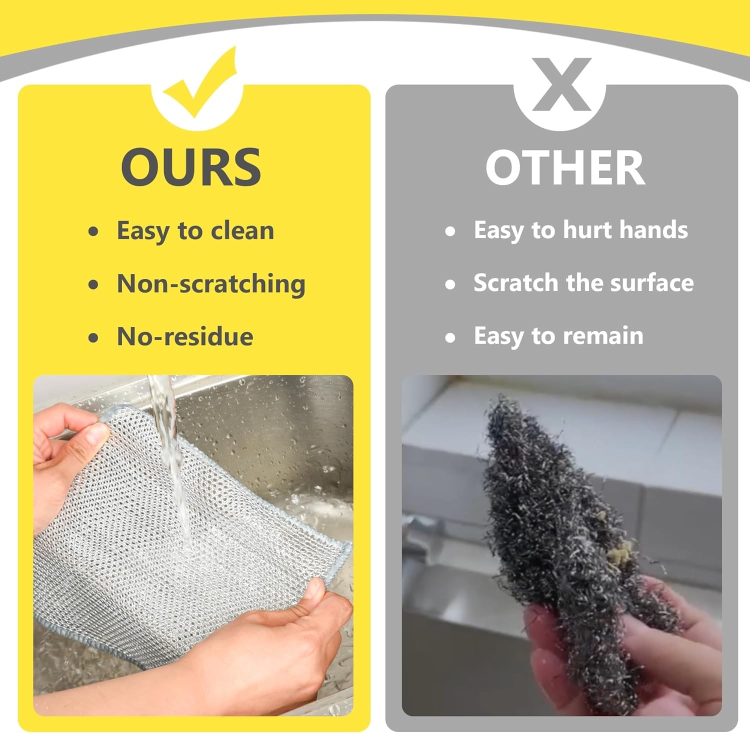 Double-Layer Wire Dishwashing Rag, Non Scratch Wire Dishcloth,