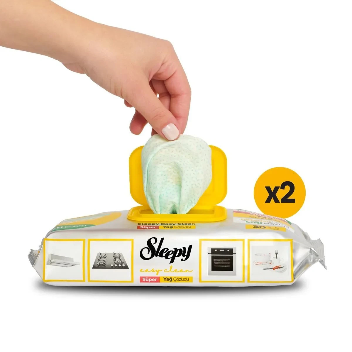 SLEEPY lemon scented kitchen cleaning towels,fibrous lemon wet wipes (2×30)