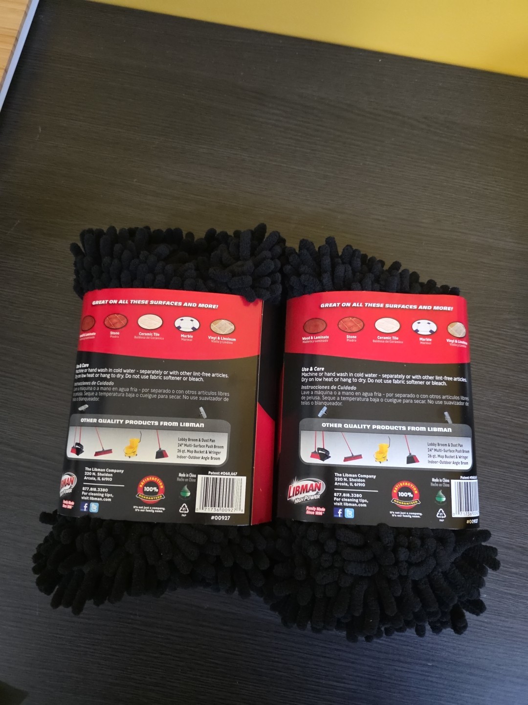 New (2) Genuine Libman High-Power Extra Large Microfiber Floor Mop Refill Black