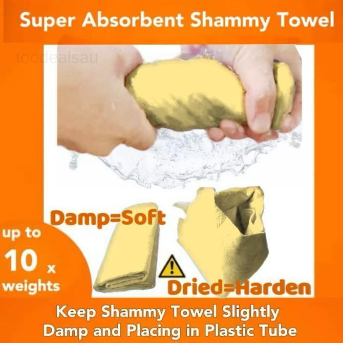 Premium Shammy Cloth for Car Drying – 2pk(26”x17”) – Super 2 Pack, Yellow