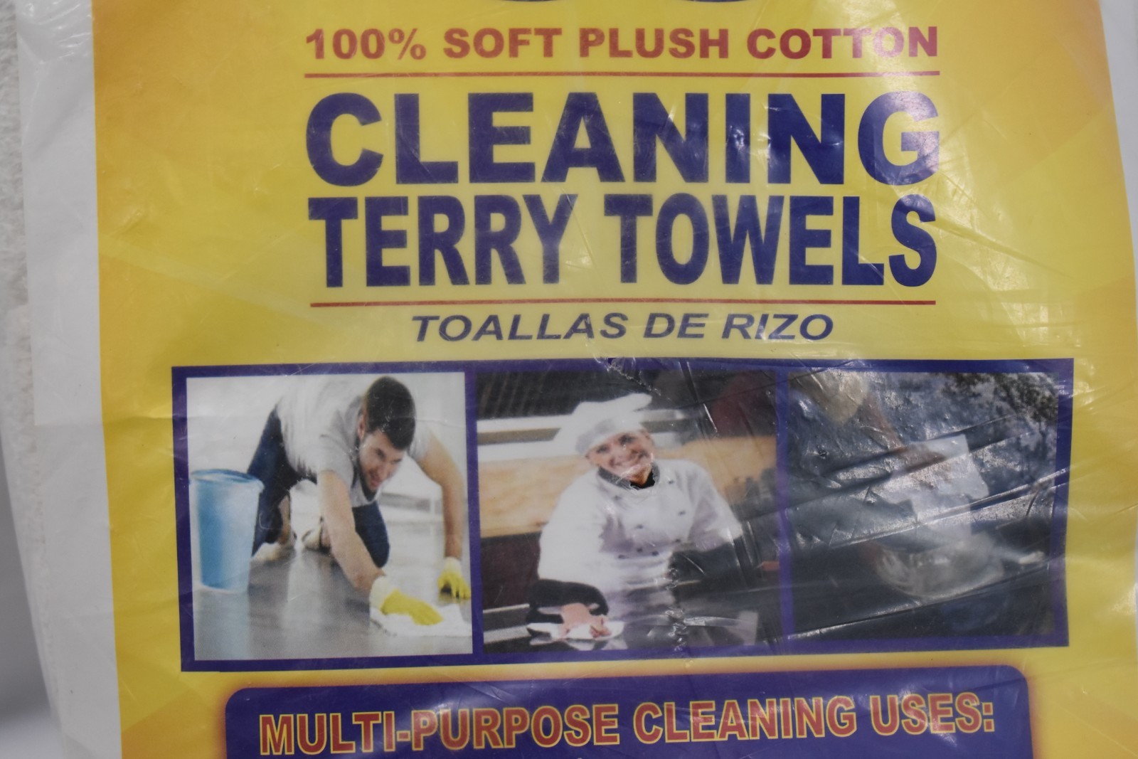 Cleaning Terry Towels 100% Soft Plush Cotton White Multi-Purpose Towels 60 Pack