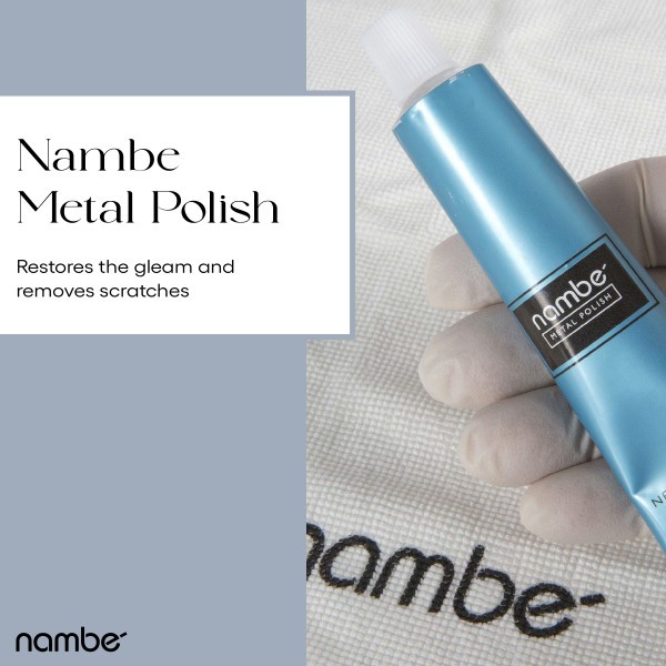 Nambe Alloy Metal Polish Kit with 2 oz Tube, Polishing Cloth & Latex Gloves