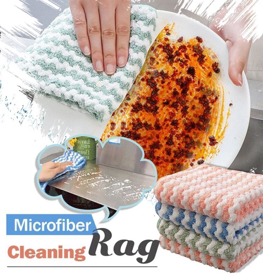 Circulatik Cleaning Rag, 5/10PCS Microfiber Cleaning Reusable Kitchen Dish Cloth