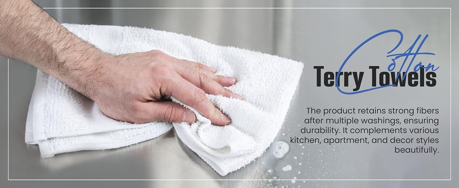 100% Cotton Terry Towels Cleaning Cloths White Cotton Terry Cloth Bar Rags White