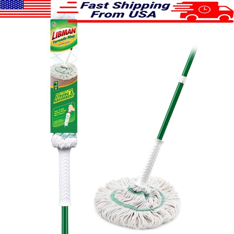 Heavy Duty Cotton Blend Twist Mop Machine Washable Grip Ratchet Easy Change New