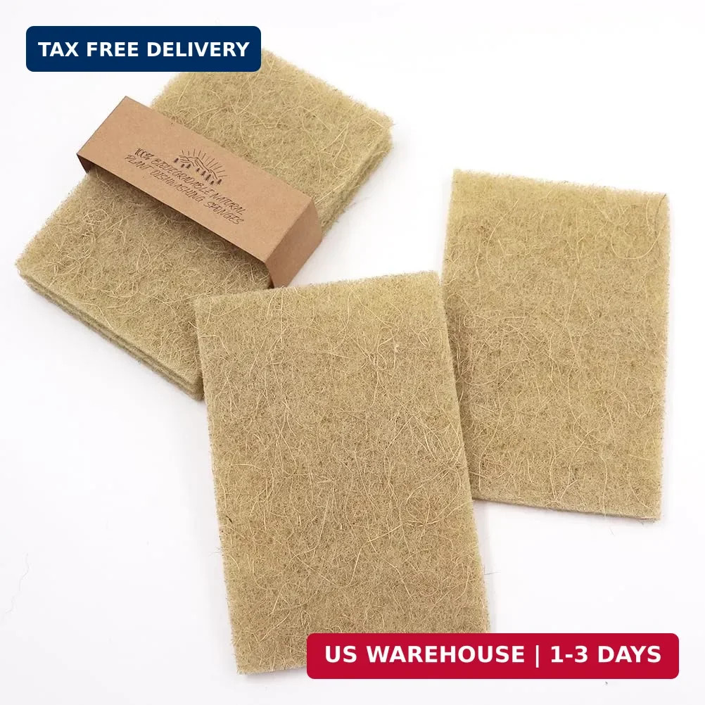 Natural Scouring Pads 10 Pack- Dish Scrubber Non-Scratch Sisal Cleaning Scrub Pa