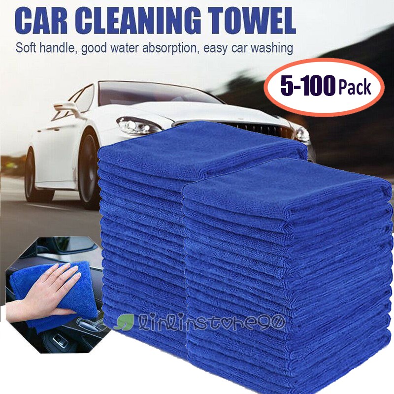 5-100Pack Microfiber Cleaning Cloth No-Scratch Rag Car Polishing Detailing Towel