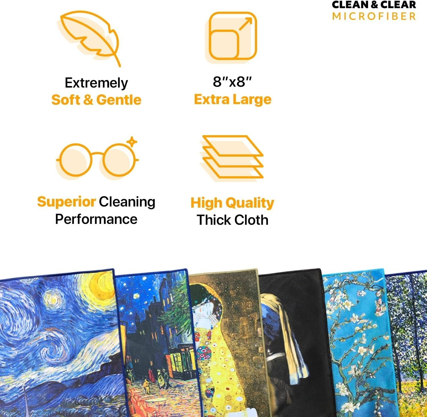 Lint-Free Microfiber Cloths – Extra Large 5 Pack for Art and Lens Care