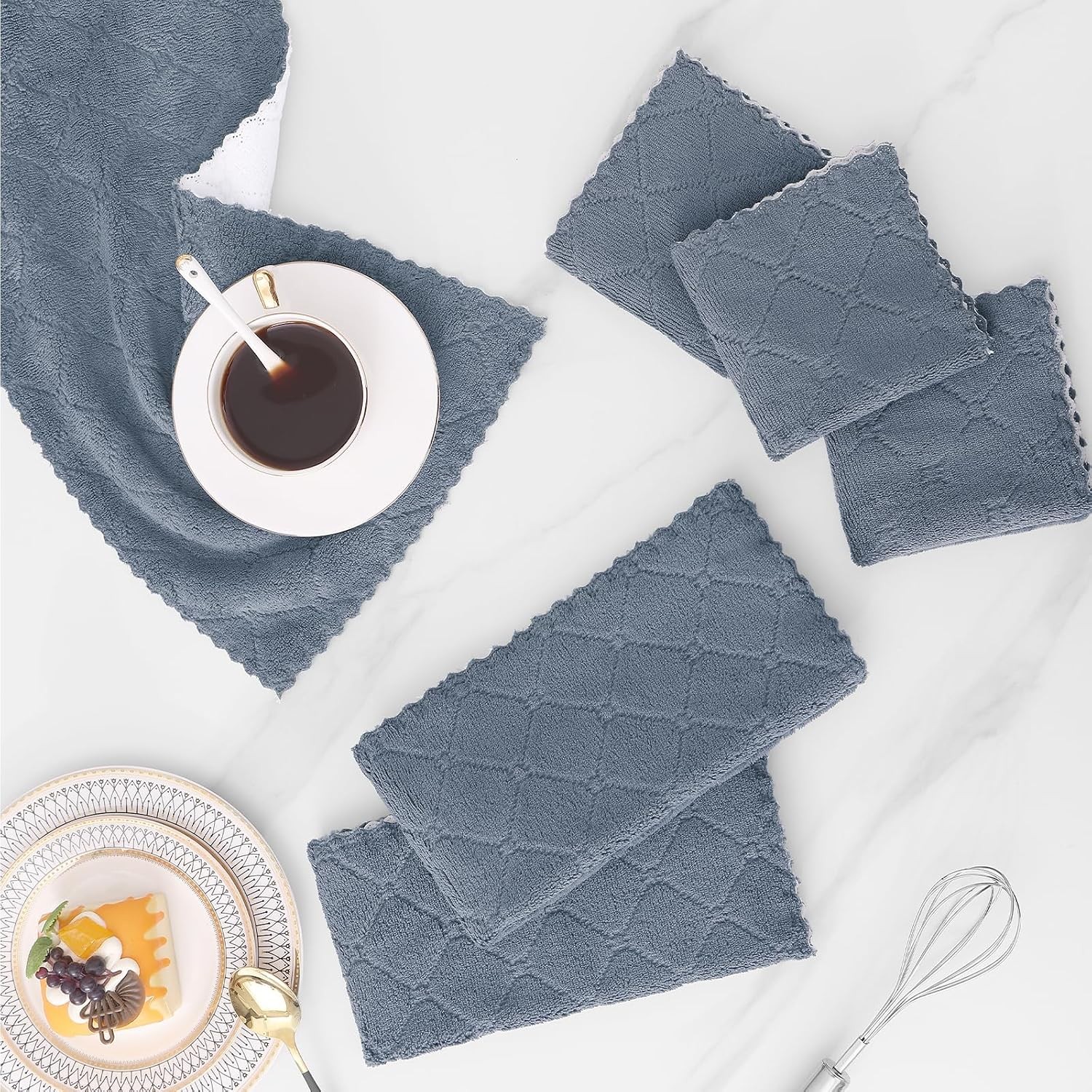 12 Pack Soft and Absorbent Kitchen Cloths, Dark Grey & White | Super Soft and