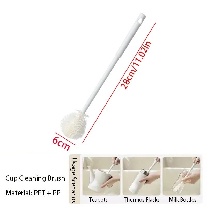 Long Handle Cup Brush,Kitchen Glass Bottle Cleaning Brush,Milk Bottle Tea Cup