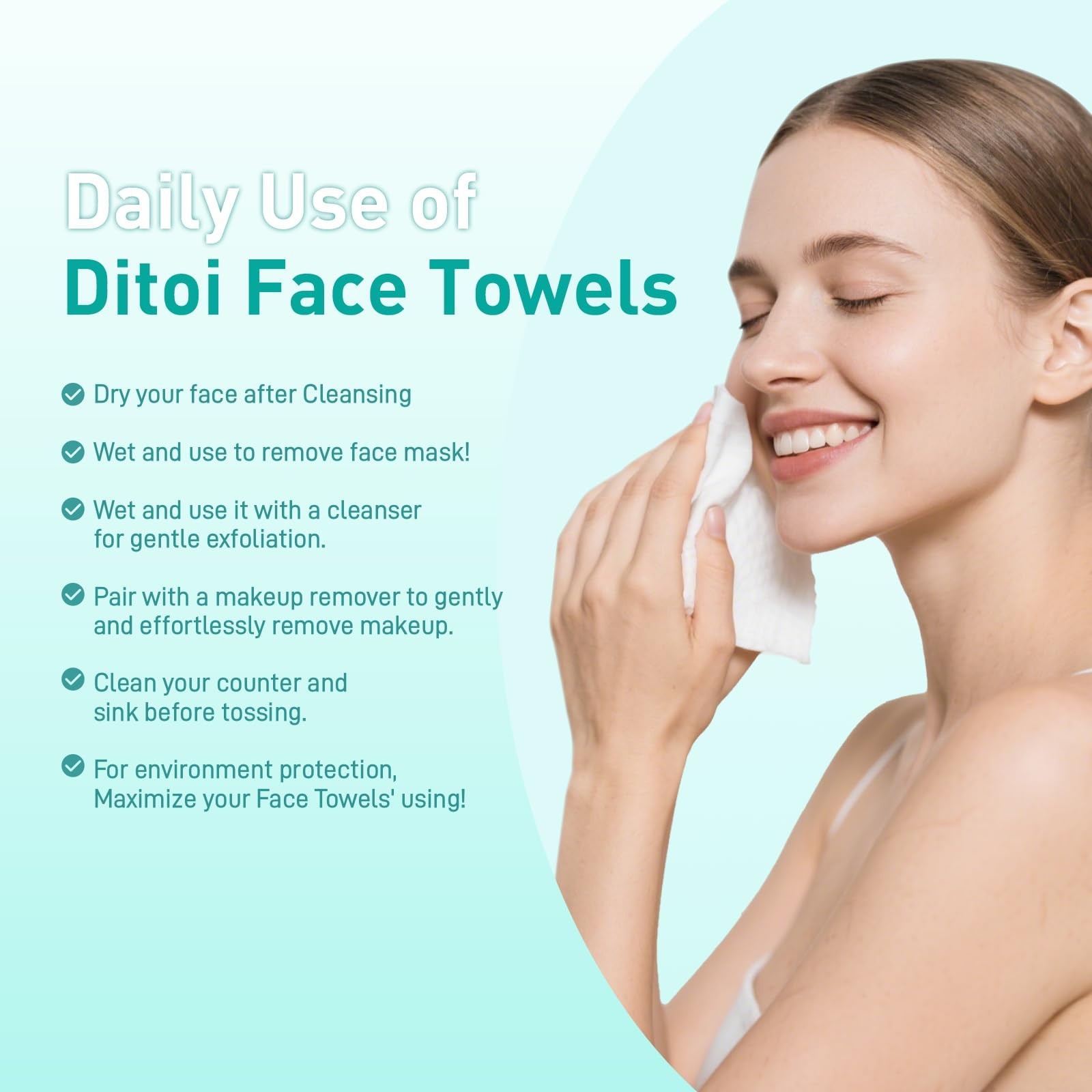 Face Towels, 10″×12″ Disposable Towel, 50 Count (Pack of 3)