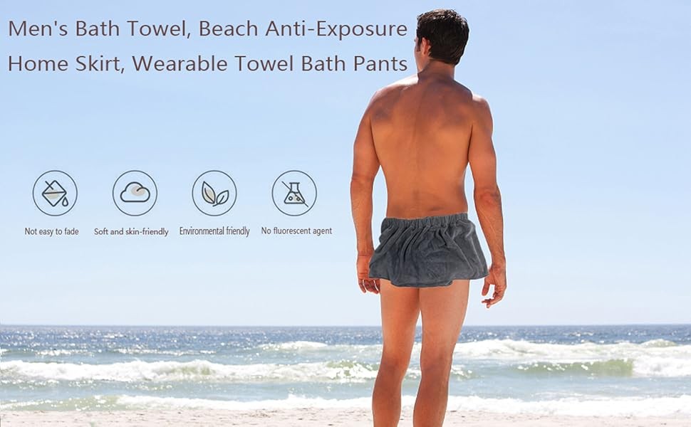 Men Soft Wearable Bath Towel Short Pants Soft Mircofiber Swimming Beach Towel