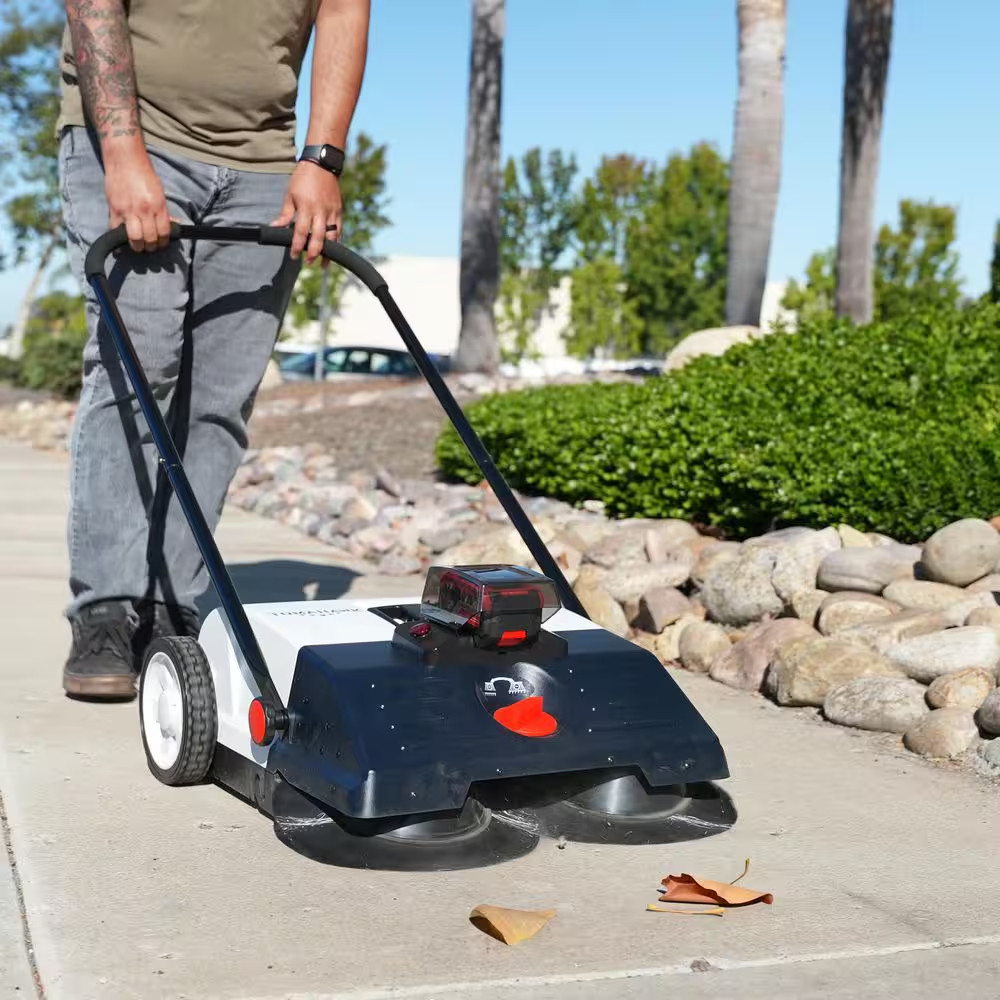 22 In. W Battery Powered Electric Floor Sweeper with Double Brush System, 18V Li