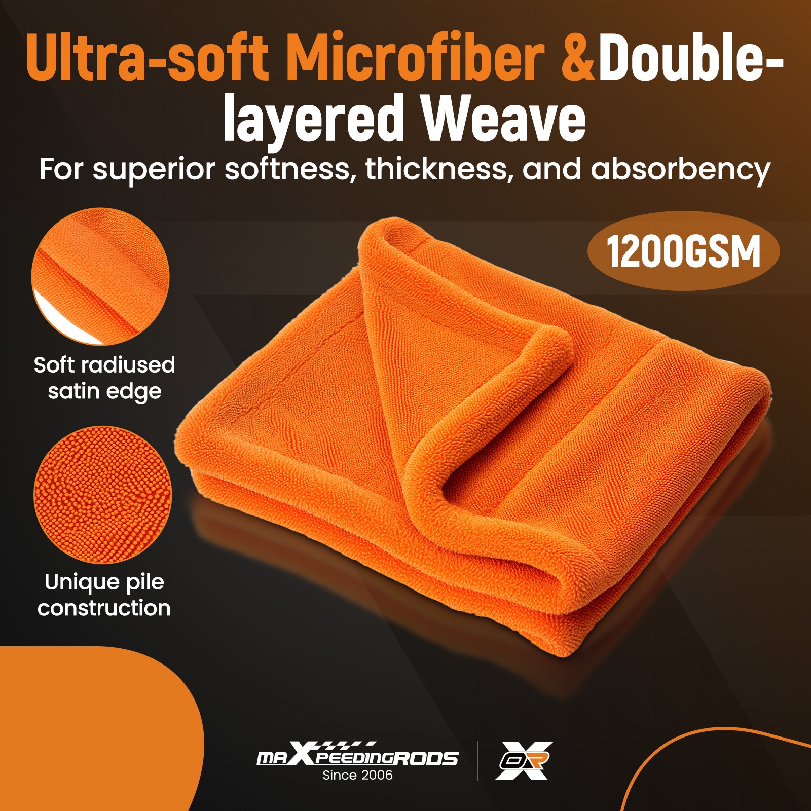 1200GSM Car Wash Towel 20″x24″ Microfiber Drying Detailing Professional Cloth
