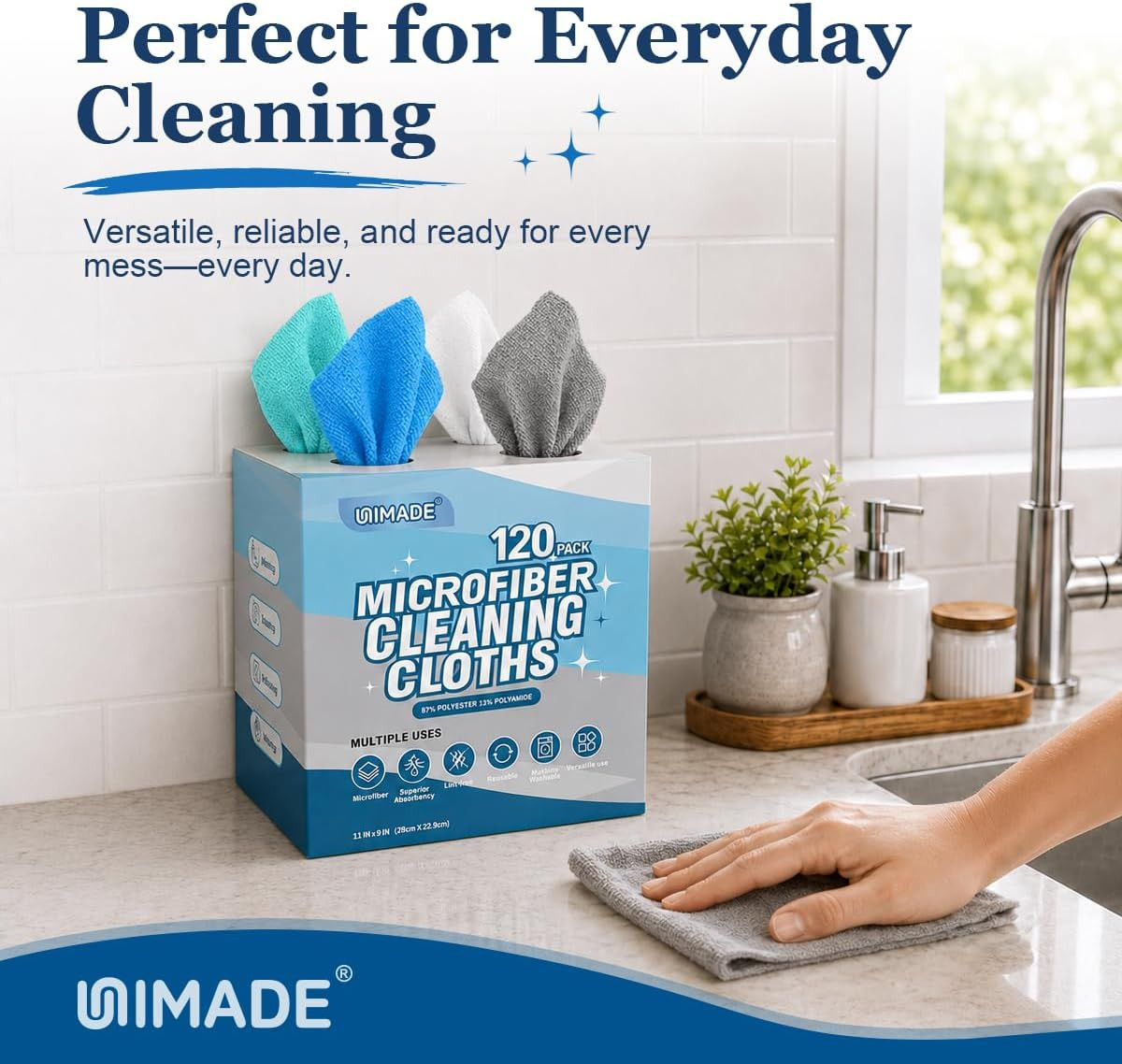 Microfiber Cleaning Cloth, 120 Pack Reusable Paper Towels Microfiber Towels for