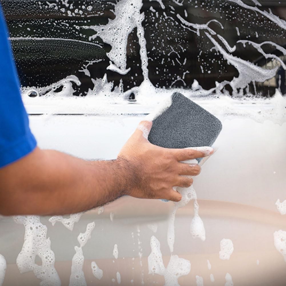 6-Pack Bug Scrubber Sponge 5.9X3.5-Inch Yellow Microfiber Large Car Wash Reusabl