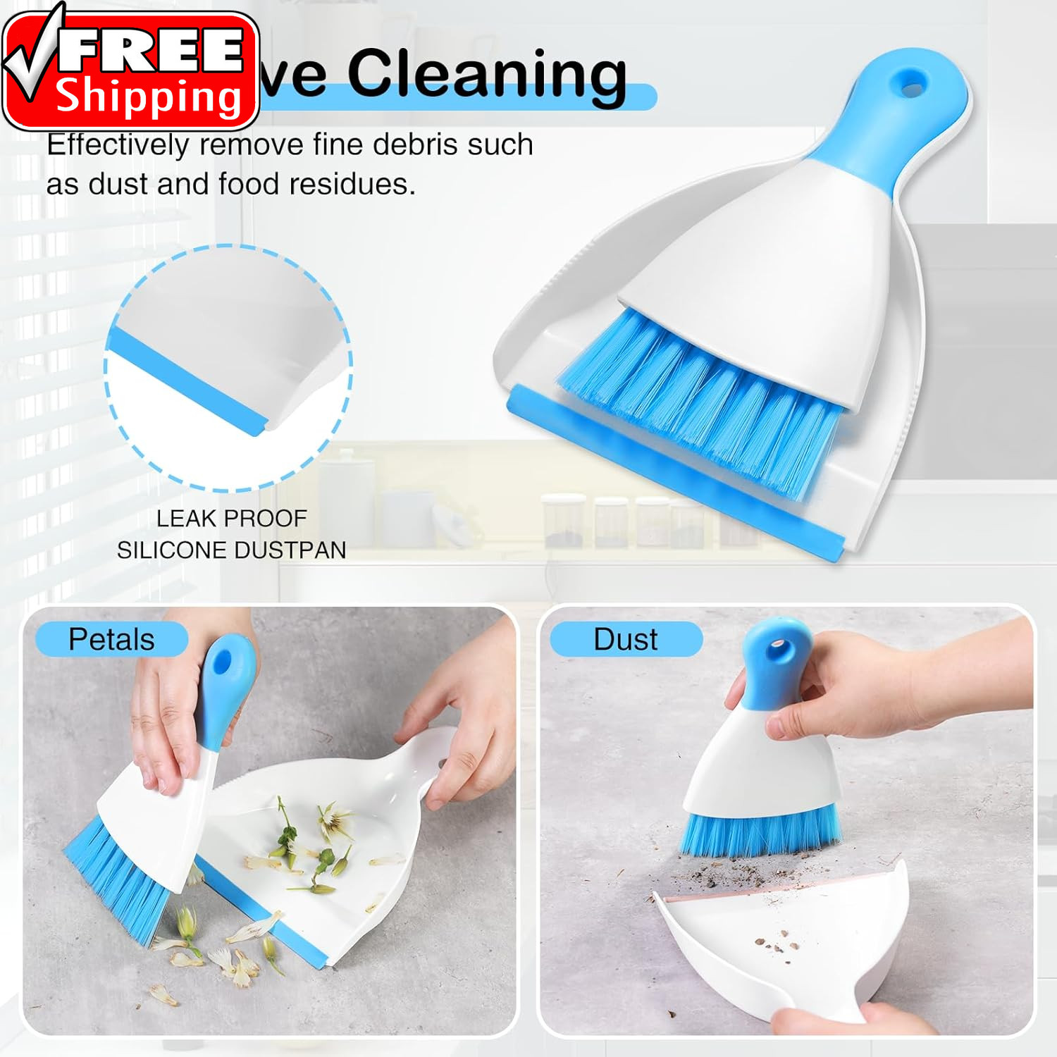 Mini Dustpan and Brush Set 2 Pack, Small Broom and Dustpan Set Dust Pan and Mini