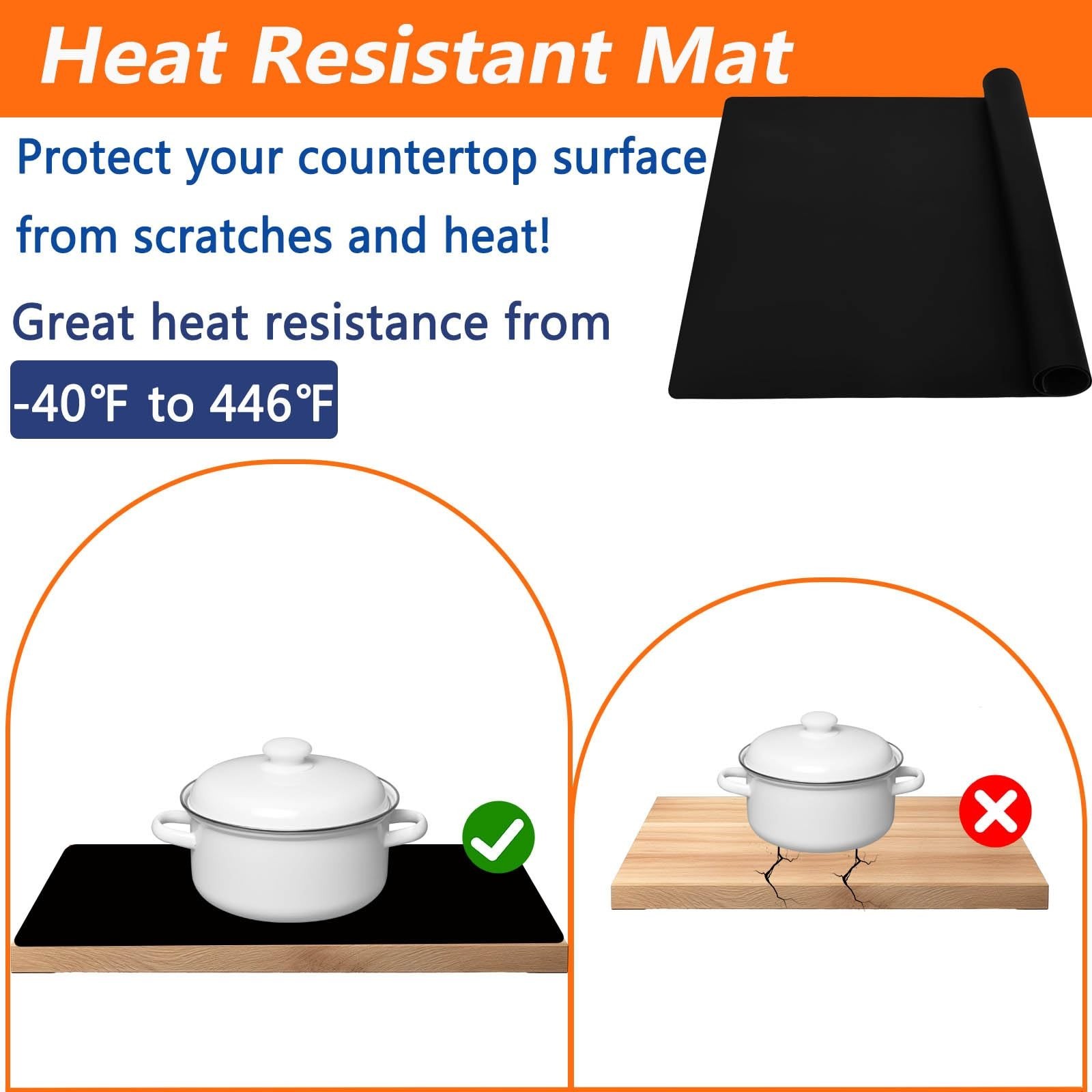 Extra Large Silicone Mats for Kitchen Counter, 78.7”x15.7”(200cmx40cm) Heat…