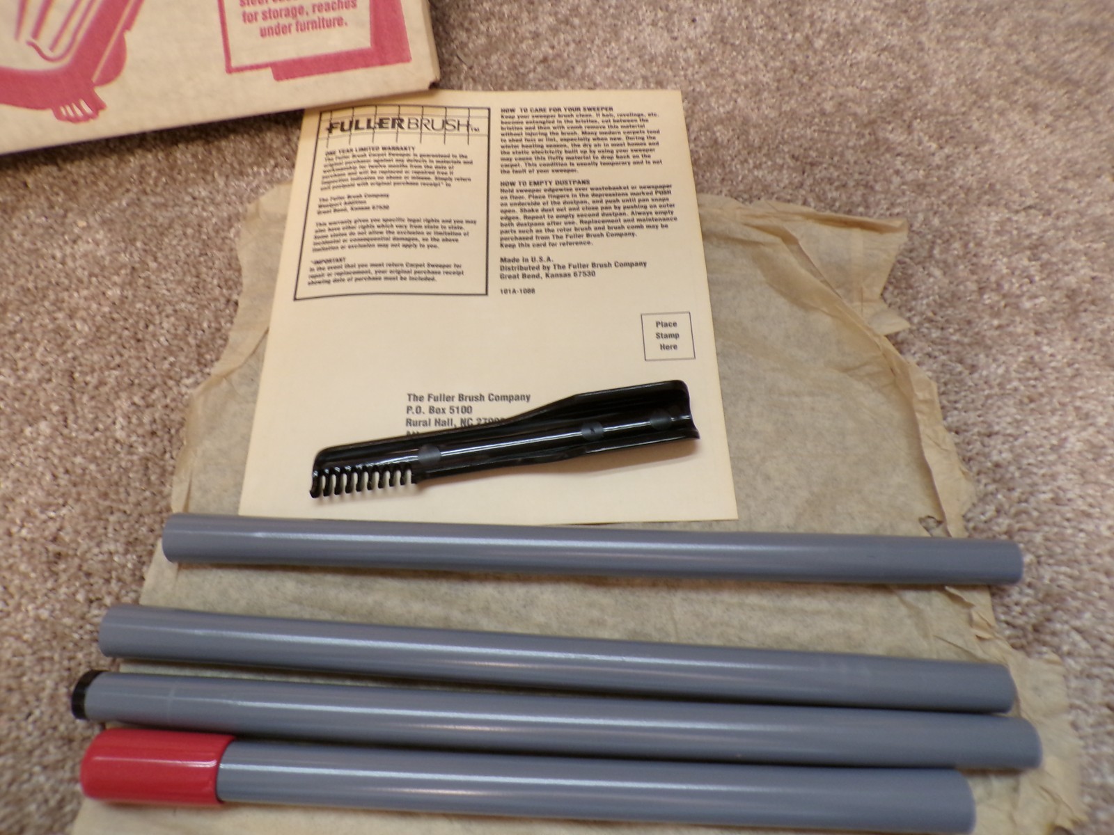 Vtg Fuller Brush Electrostatic Carpet Sweeper USA made