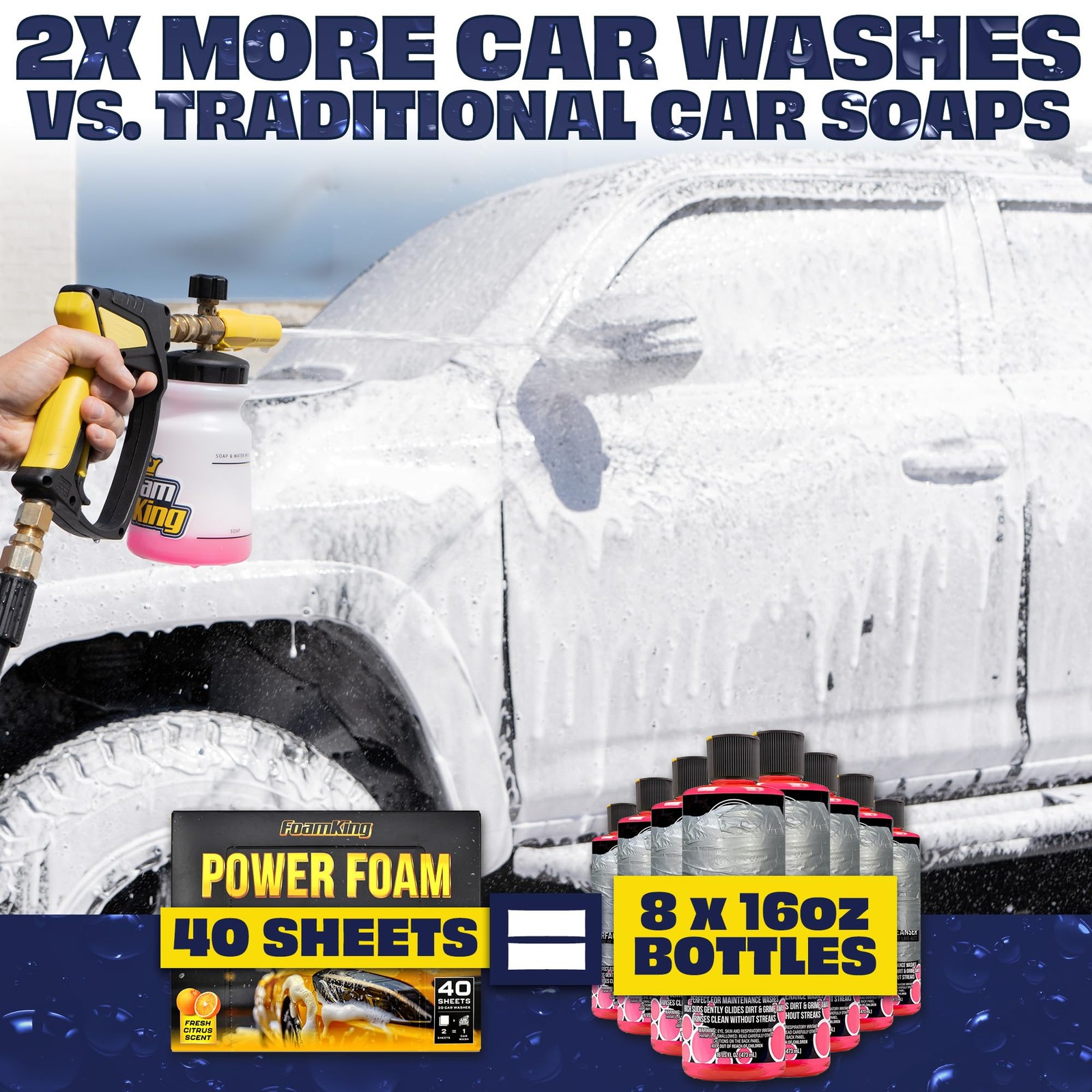 Foam King Car Wash Soap Strip (40ct = 20 Washes) – Concentrated 40 Count