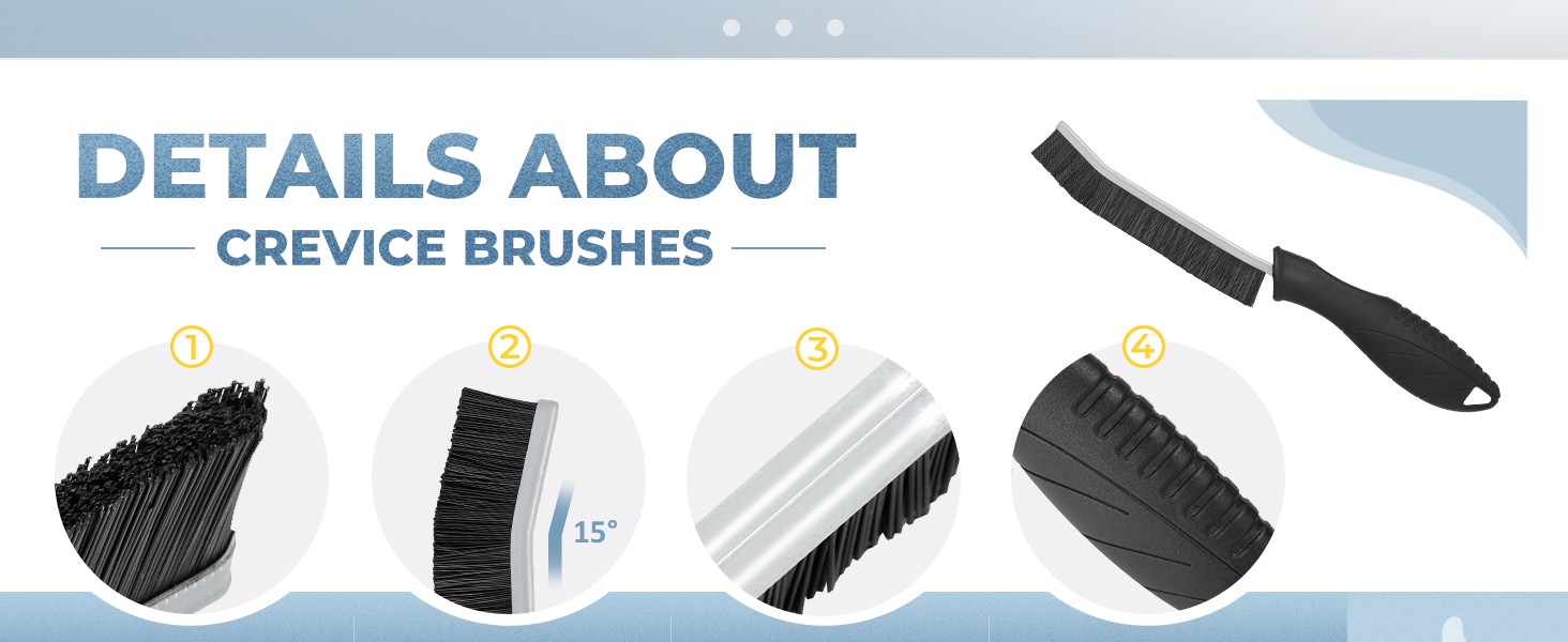 Cleaning Brush Set 3 Pcs with Soft Bristle and Hard Bristle Crevice | Grout