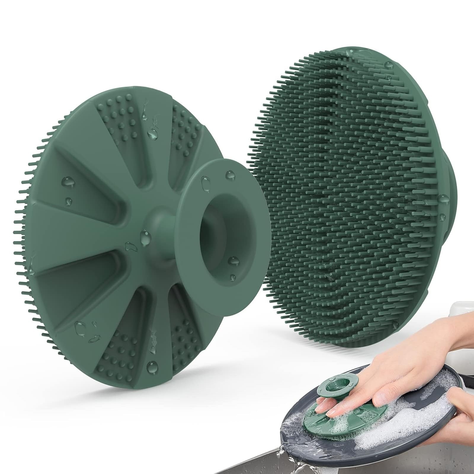 BEAUTAIL Silicone Dish Scrubber – Non-Scratch Kitchen Sponge, Gray