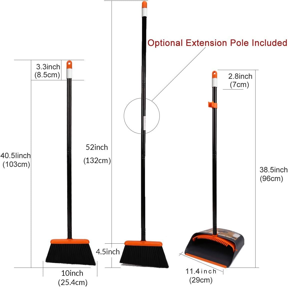 Broom and Dustpan Set with 52″ Long Handle for Home Kitchen Room Office Lobby…
