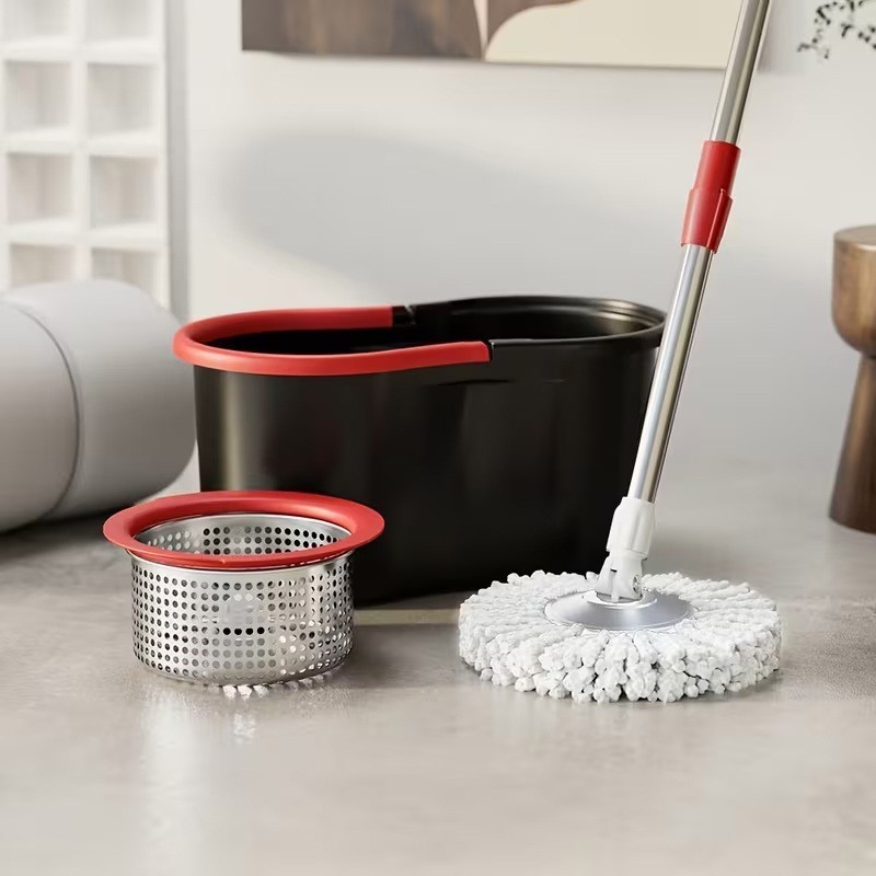 360° Spin Mop and Bucket with Wringer Set Spinning Mop System 3 Mop Refill