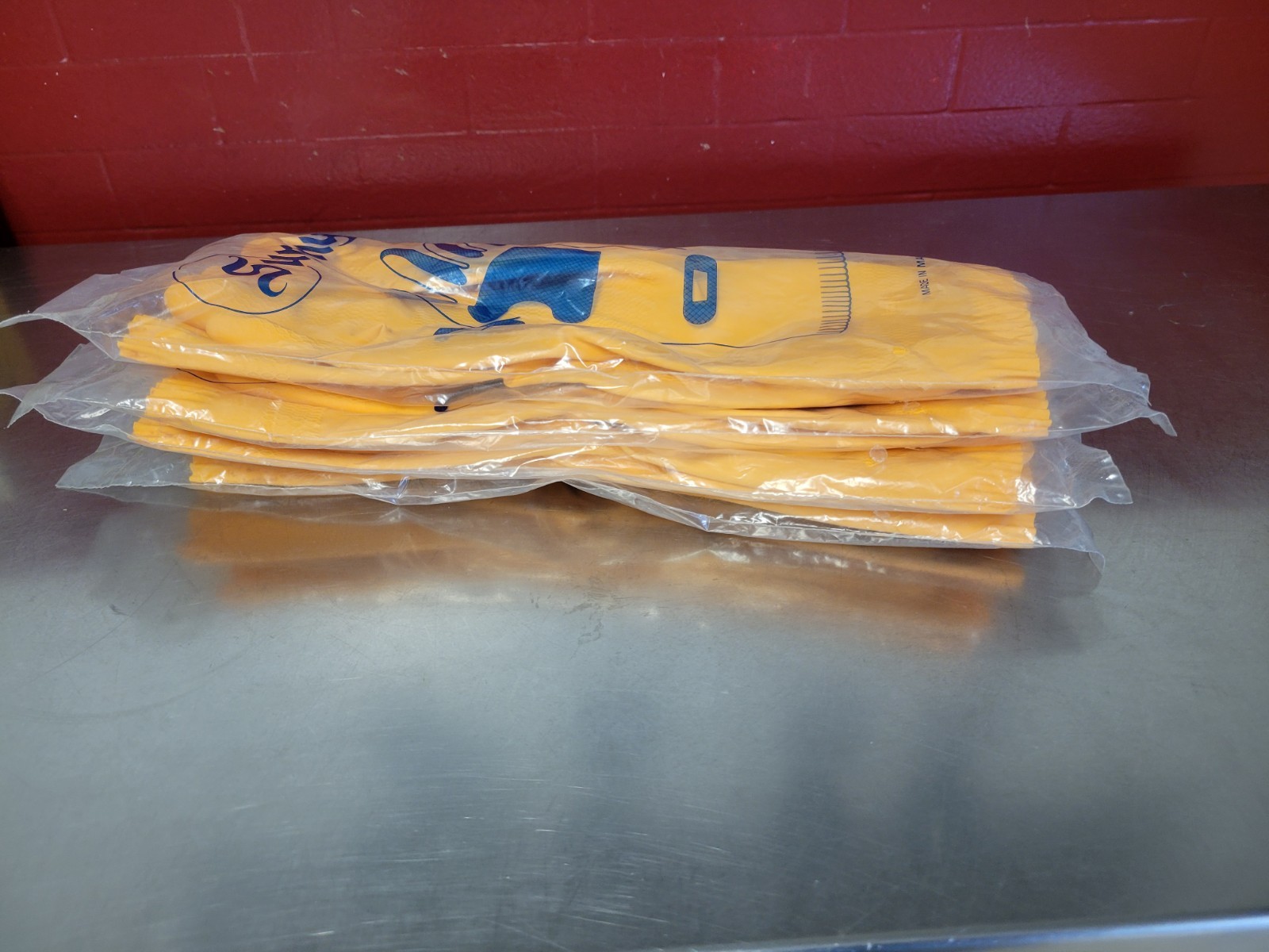 Vtg ~ SUNNY ~ Rubber Gloves ~ NOS Yellow Longer Cuff ~ Large ~ Dishwash Cleaning