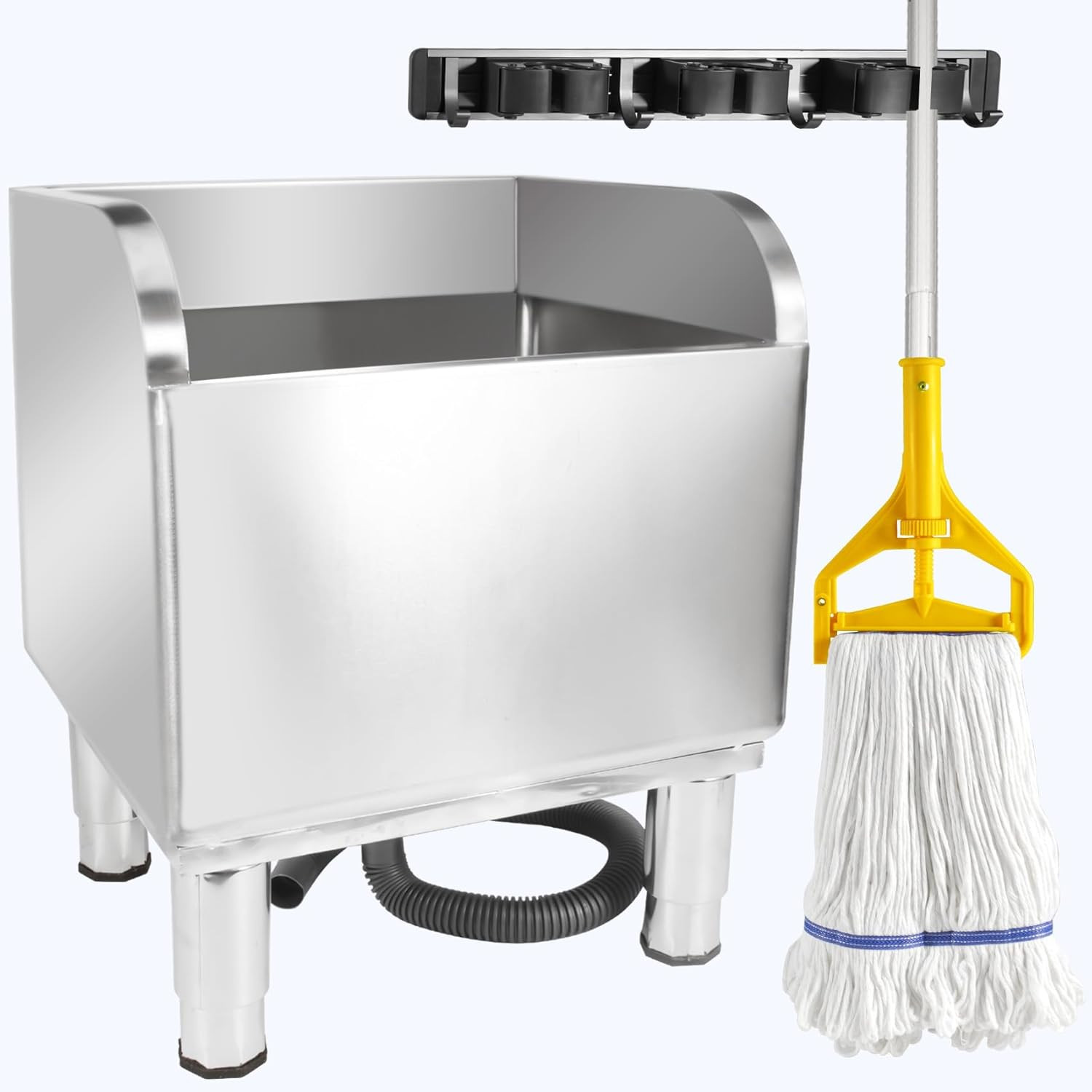 17 3/4in Stainless Steel Floor Mop Sink with Detachable Mop, Suitable for Laundr
