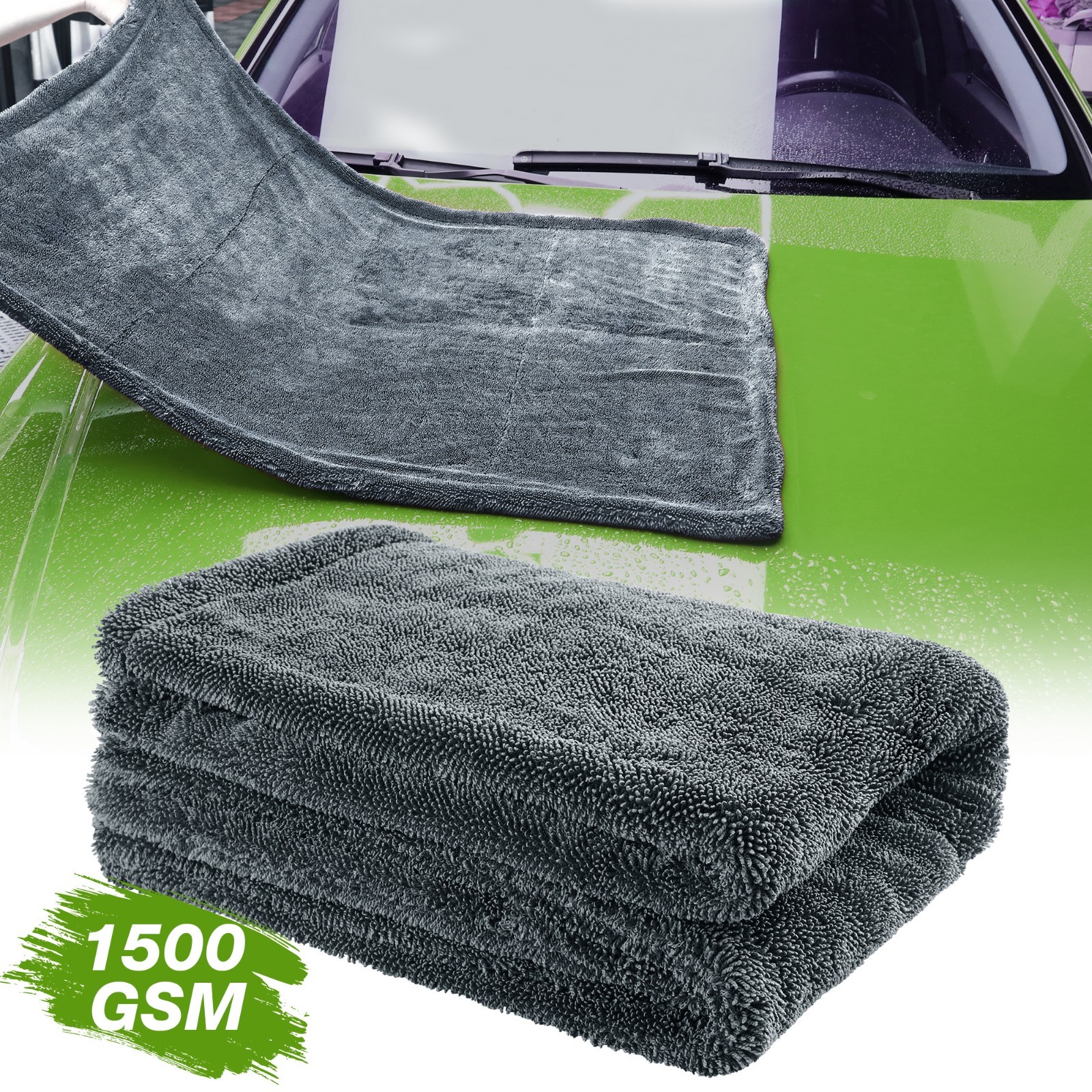 Microfiber Cleaning Cloth 24” x 36″ Water Absorbing Car Wash Towel 1500GSM