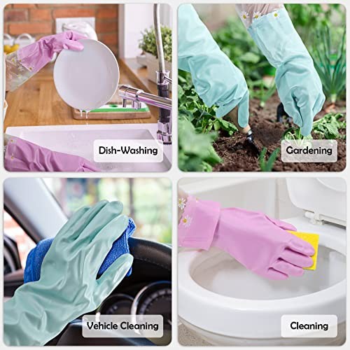 Reusable Rubber Cleaning Gloves for Medium (Pack of 3) Assorted Colors