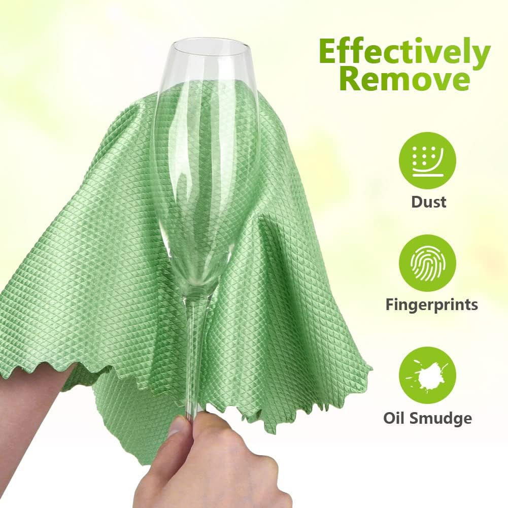 HOMEXCEL Microfiber Glass Cleaning Cloths-6PK 16×14 Lint Free Window Cleani…