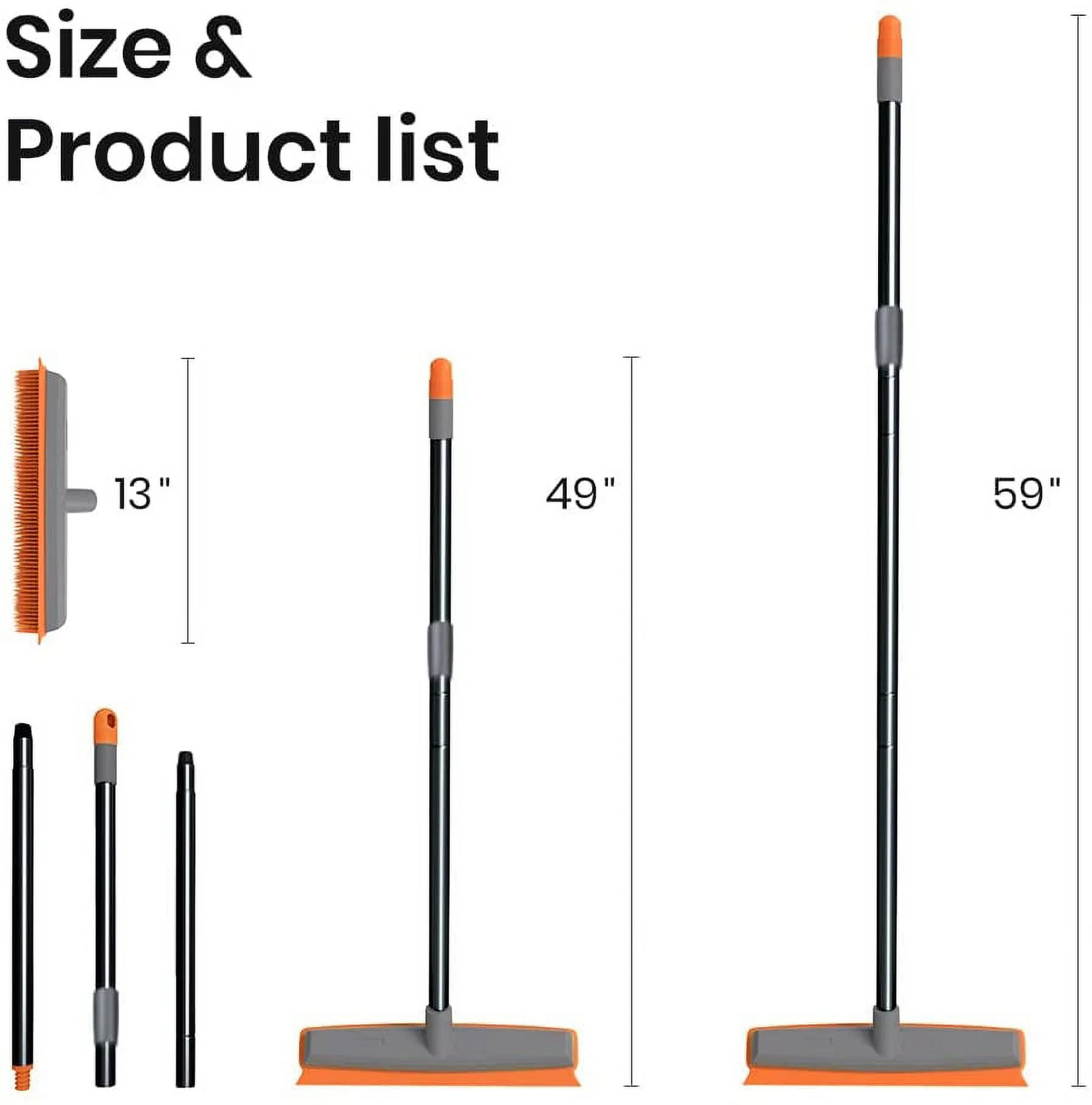 a Rubber Push Handle Broom for Hardwood Floor,Carpet Rake Pet Hair Remover Broom