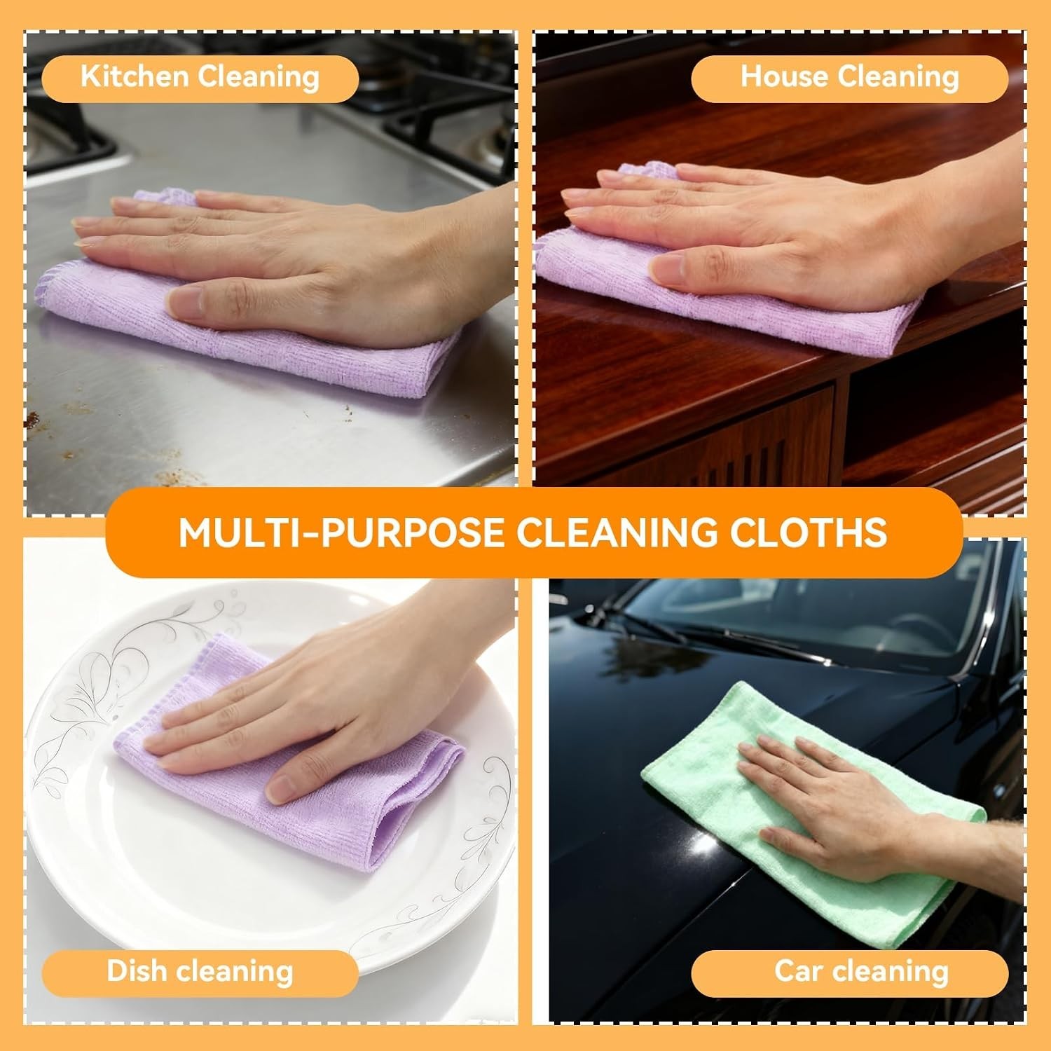 Microfiber Cleaning Cloth 25 Pack Cleaning Towels with 12 Color Assorted 12″x12